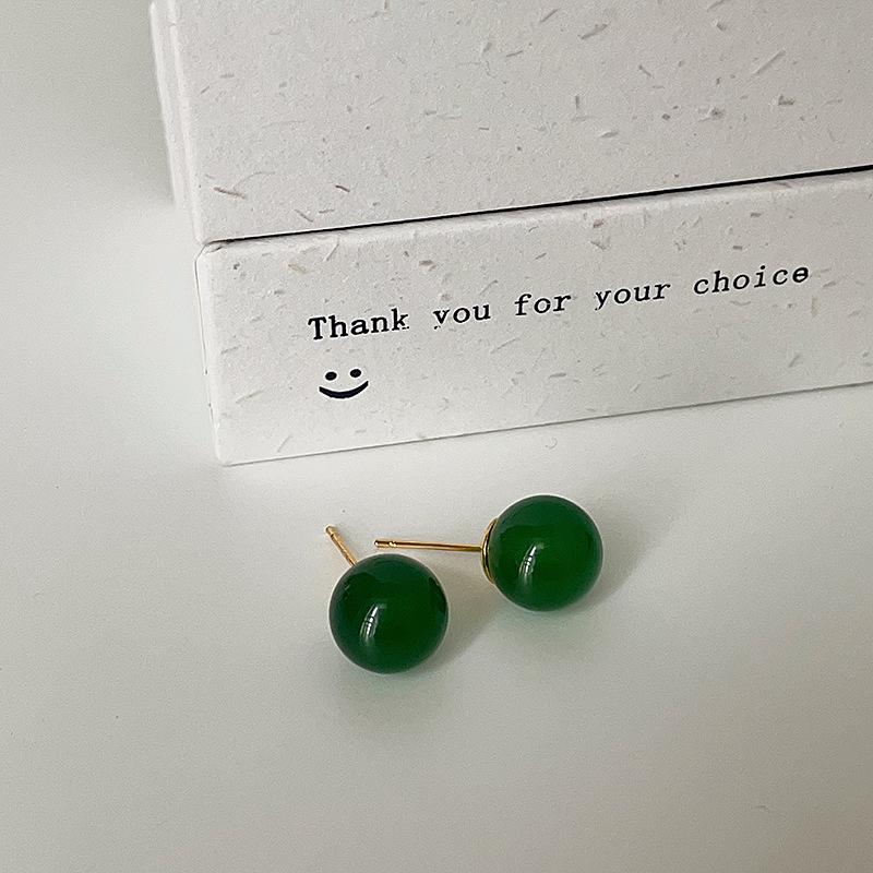 Серьги-гвоздики в стиле ретро из натурального зеленого агата для женщин, уникальные, неповторимые, свежие и модные, универсальные серьги