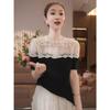 Women's Summer 2025 Two-Piece French Lace Spliced T-Shirt – Short Sleeve, Elegant & Fashionable Design