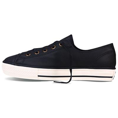 Chuck Taylor All Star Кожаные Повседневные Нескользящие Прочные Низкие Кеды для Скейтбординга Женские Кроссовки Черные 551535C