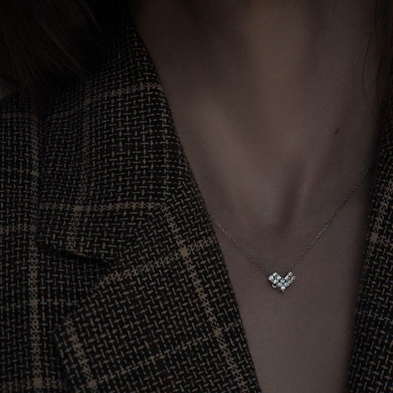 925 пробы стерлингового серебра циркон сердце подвеска ожерелье кулон для женщин ключицы цепочка свадебные украшения подарок аксессуары dz898