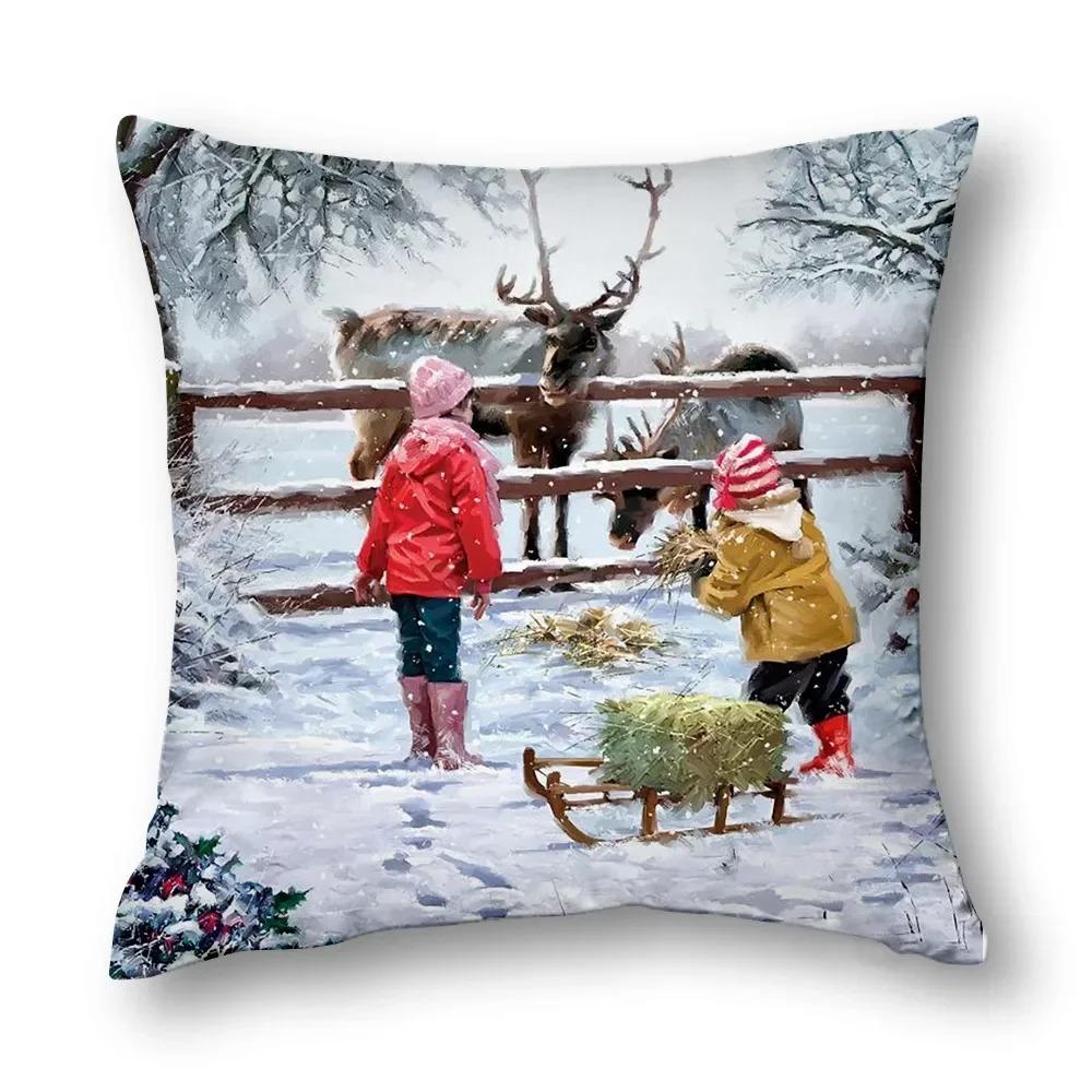 Christmas Cushion Cover Living Room Decoration Cushion Cover Home Decoration Pillowcase Art Cushion Cover 45X45Cm