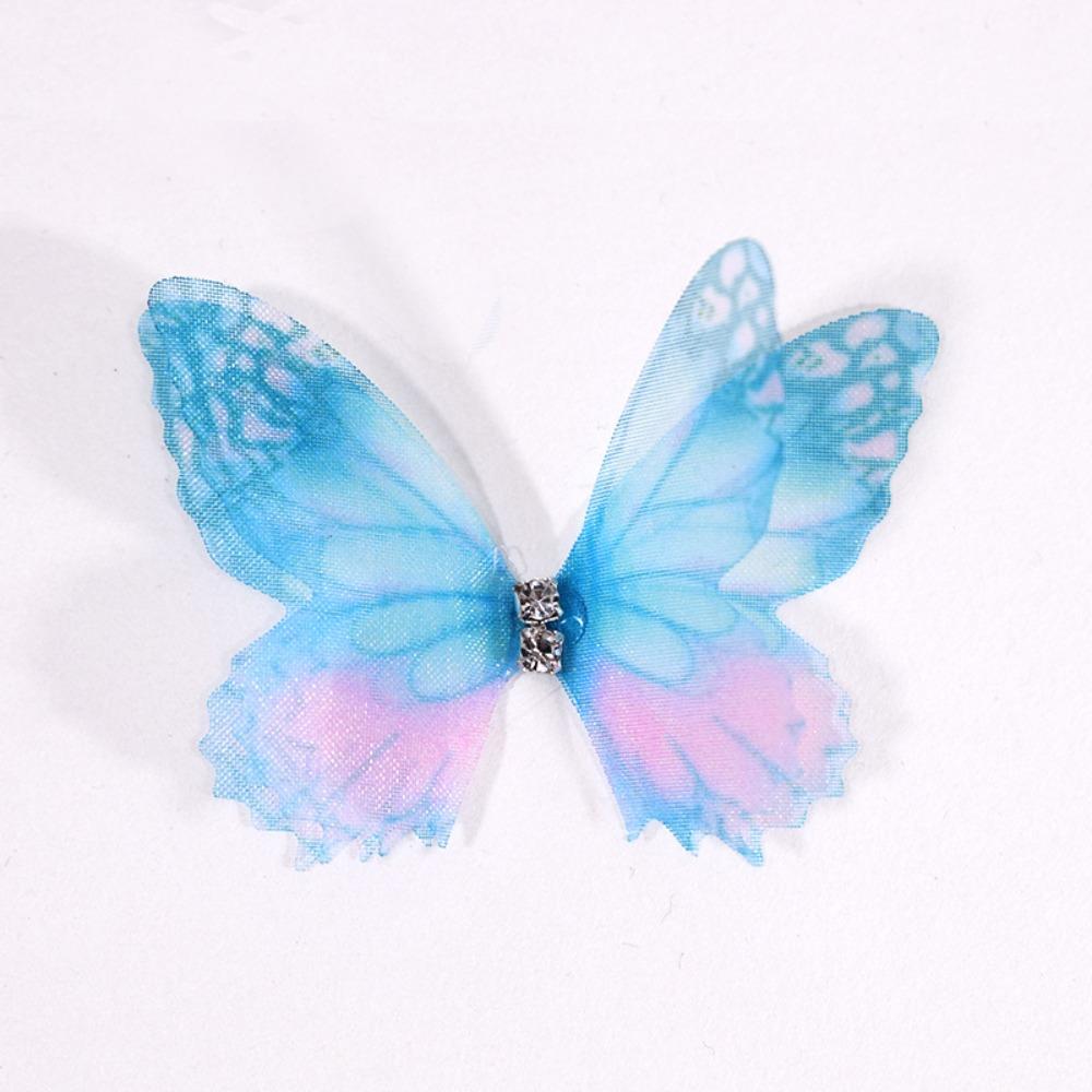 50 шт. двухслойные шифоновые вышитые бабочки-нашивки свадебные аксессуары для волос
