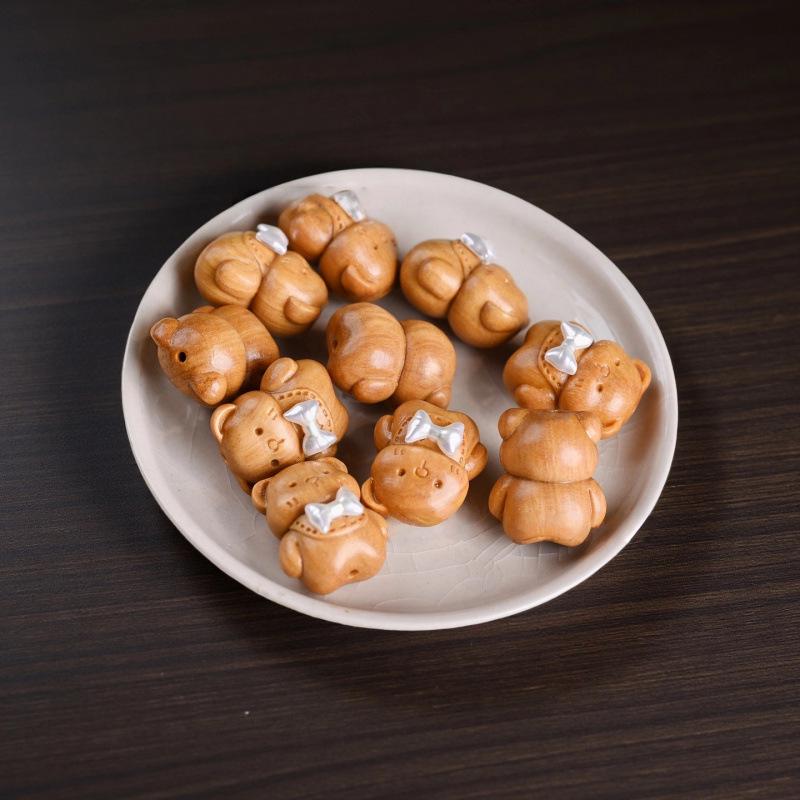 Peach Wood Coffee Bean Beading Pendants - DIY Handmade Multi-Style Cultural Accessories