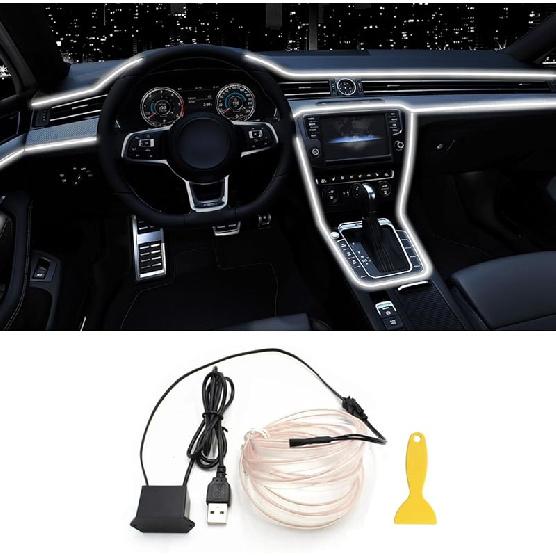 EL Провод Светодиодные Ленты для Салона Автомобиля, 16.5ФУТ USB Неоновые Светящиеся Стробоскопические EL Проводные Ленты с 6мм Швейным Краем, Комплекты Подсветки Салона для Автомобиля Ide