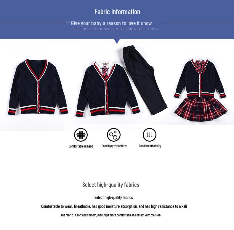 Детский весенне-осенний комплект школьной формы 2025 года: Вязаный кардиган, свитер и наряд для детского сада