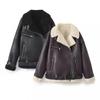 American Retro High Street Shearling Reversible Zipper Jacket with Embellishments
