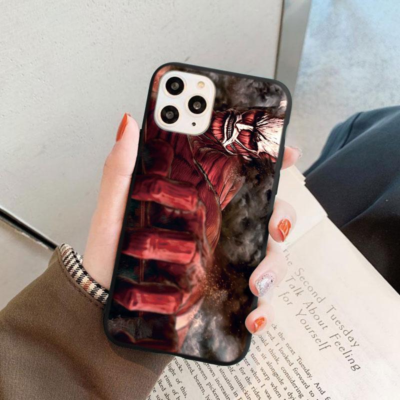 Черный матовый чехол для телефона с японским аниме «Атака Титанов» для iPhone 7 8 6 6S Plus 5 SE 2020 XS 10 11 12 Pro Max Mini X XR, чехол из ТПУ