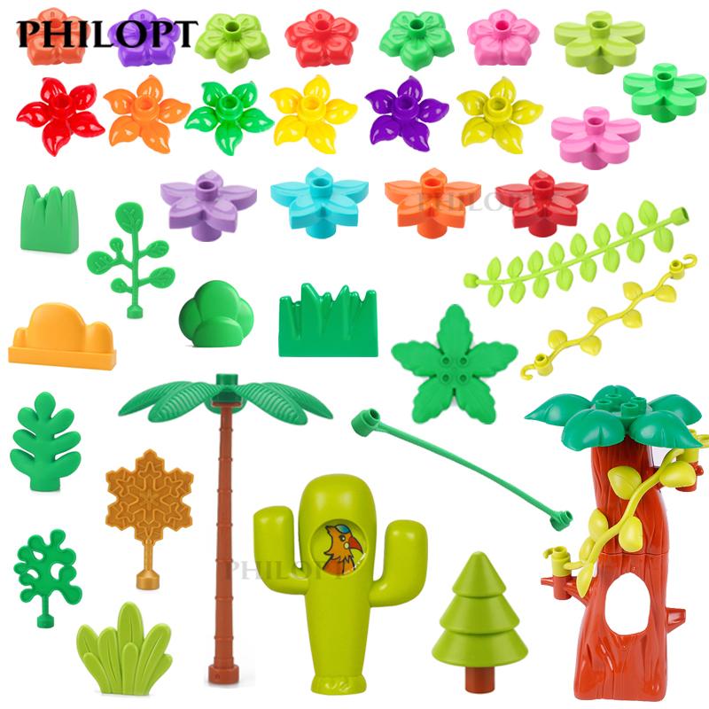 Серия 'Растения' Большие Строительные Блоки Цветочный Кирпич Горшок с Травой Украшение для Дерева Аксессуары для Фермы Совместимые Сцены Конструктор Игрушка для Ребенка