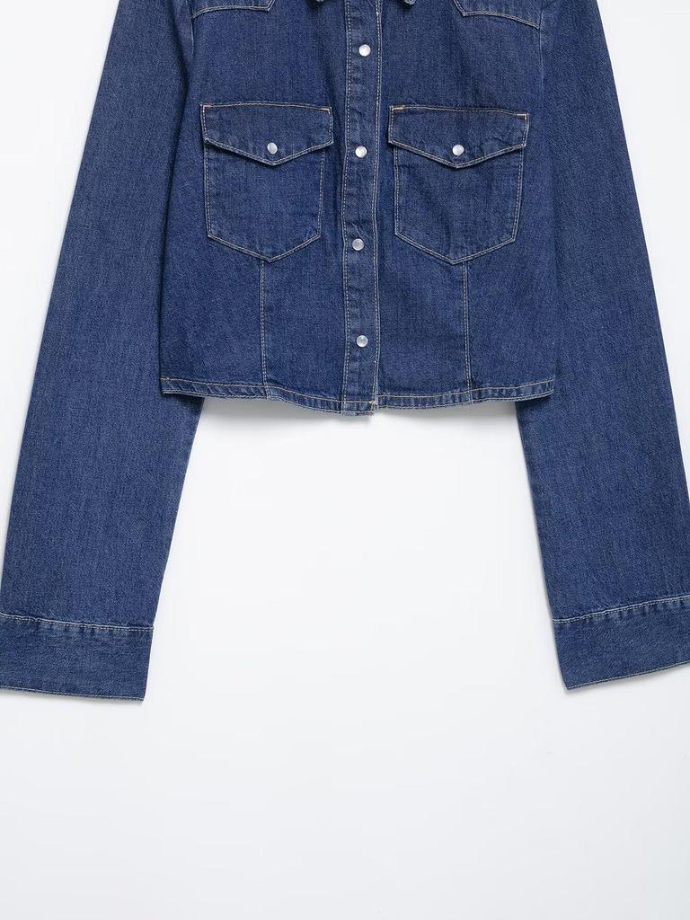 Женская мода весна 2025: Джинсовая рубашка европейского и американского стиля с длинными брюками