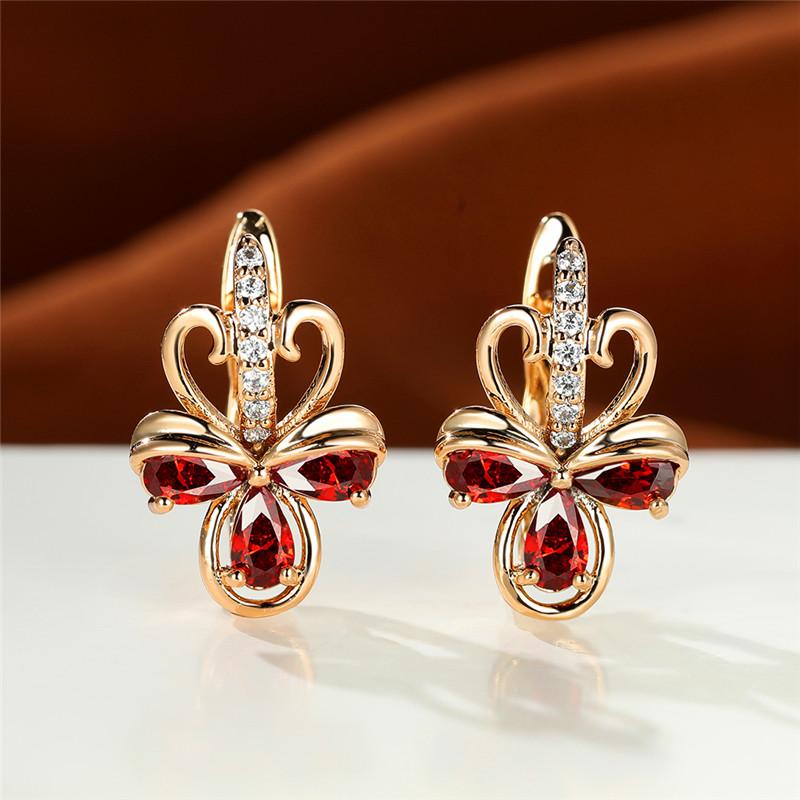 Роскошные женские серьги с радужным цирконием, маленькие серьги-клипсы цвета розового золота для женщин, изящные свадебные серьги с кристаллами и цветами