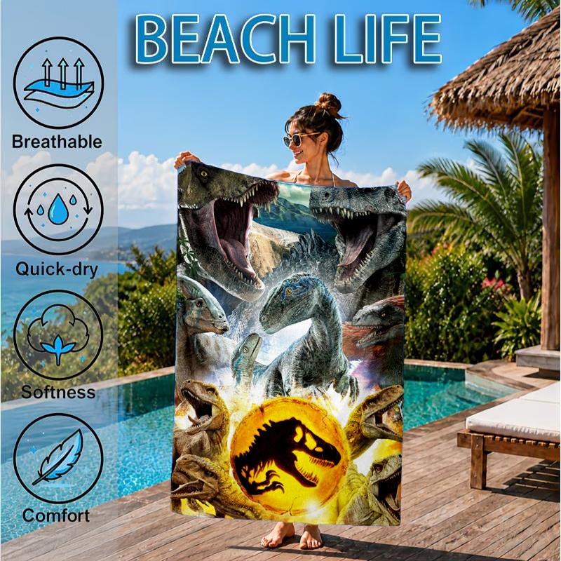 Dinosaur World Beach Towel, Microfiber Beach Towel, Perfect For Pool, Beach, Travel, Home Decor Beach Party Fan gifts