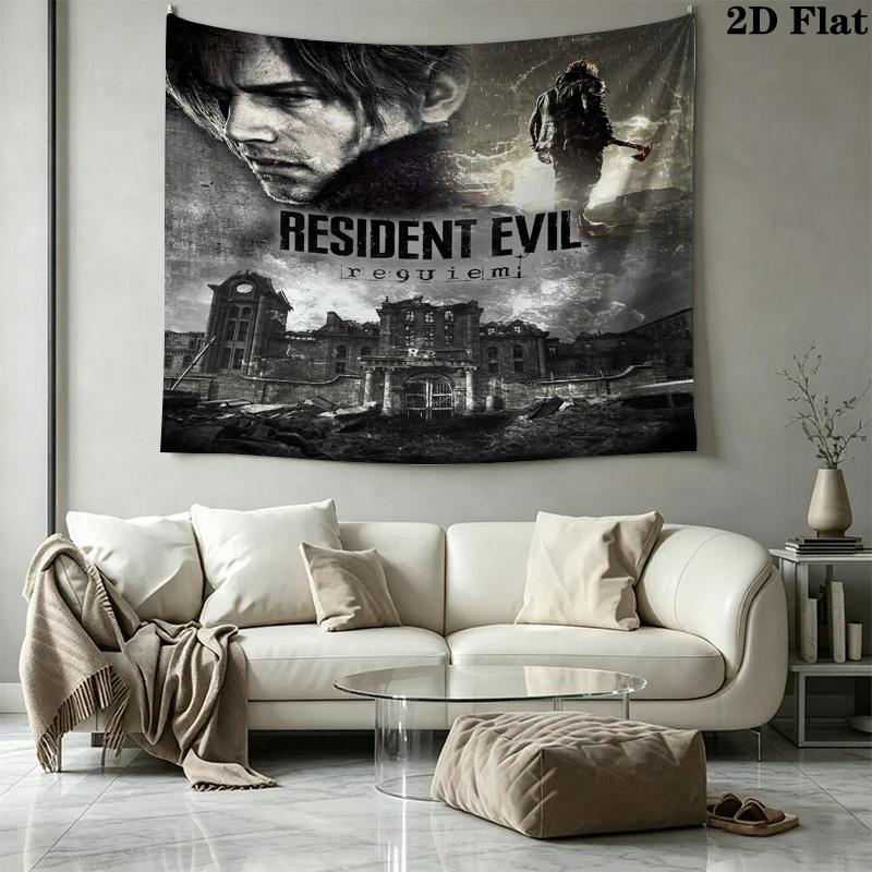 Настенный гобелен Resident Evil Эстетичное настенное панно Печатное тканевое одеяло Декоративные гобелены Для спальни гостиной Домашний декор