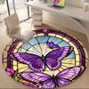 1pc Butterfly StainedGlass Office Round Area Rug,  Mat Suitable ForOffice, Under Office Chairs Bedroom Living Room Home Decor, Room Deco