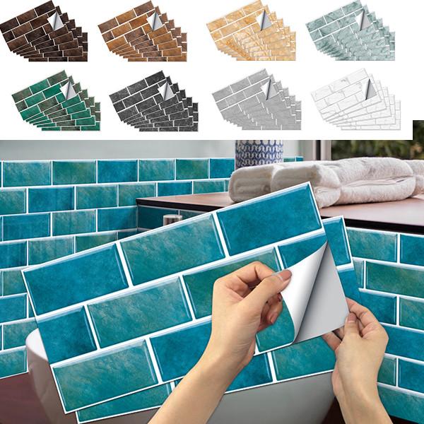6 шт., маслостойкая наклейка для кирпичной плитки, наклейка на стену для кухни, самоклеющаяся водонепроницаемая наклейка для ванной, обои 15x30 см