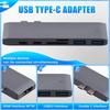 1-Piece Aluminum Alloy Type-C Expansion Dock, 7-in-1 Hub, Gray, Compatible with MacBook
