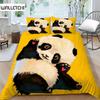 Комплект постельного белья «Панда» для детей, мальчиков и девочек, милый мультяшный комплект постельного белья с гигантской пандой, размер King/Queen, желтый, мягкий полиэстеровый пододеяльник