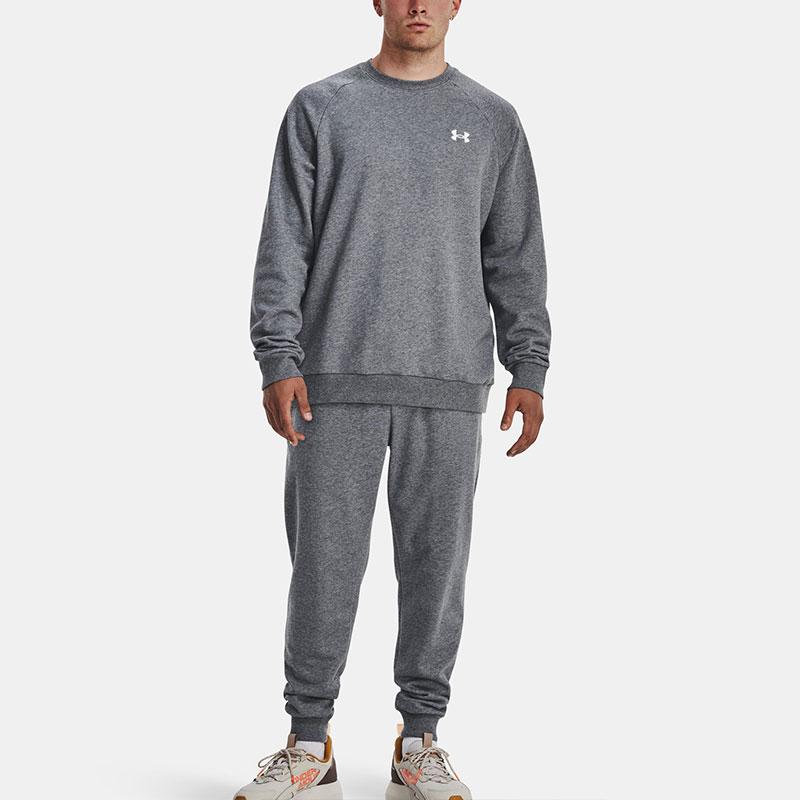 Under Armour Rival Fleece Sweatshirts Men's Gray Crew Neck Thickened Regular 1382295-012