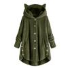 Women's Fashion Solid Color Pocket Button Hooded Plush Coat