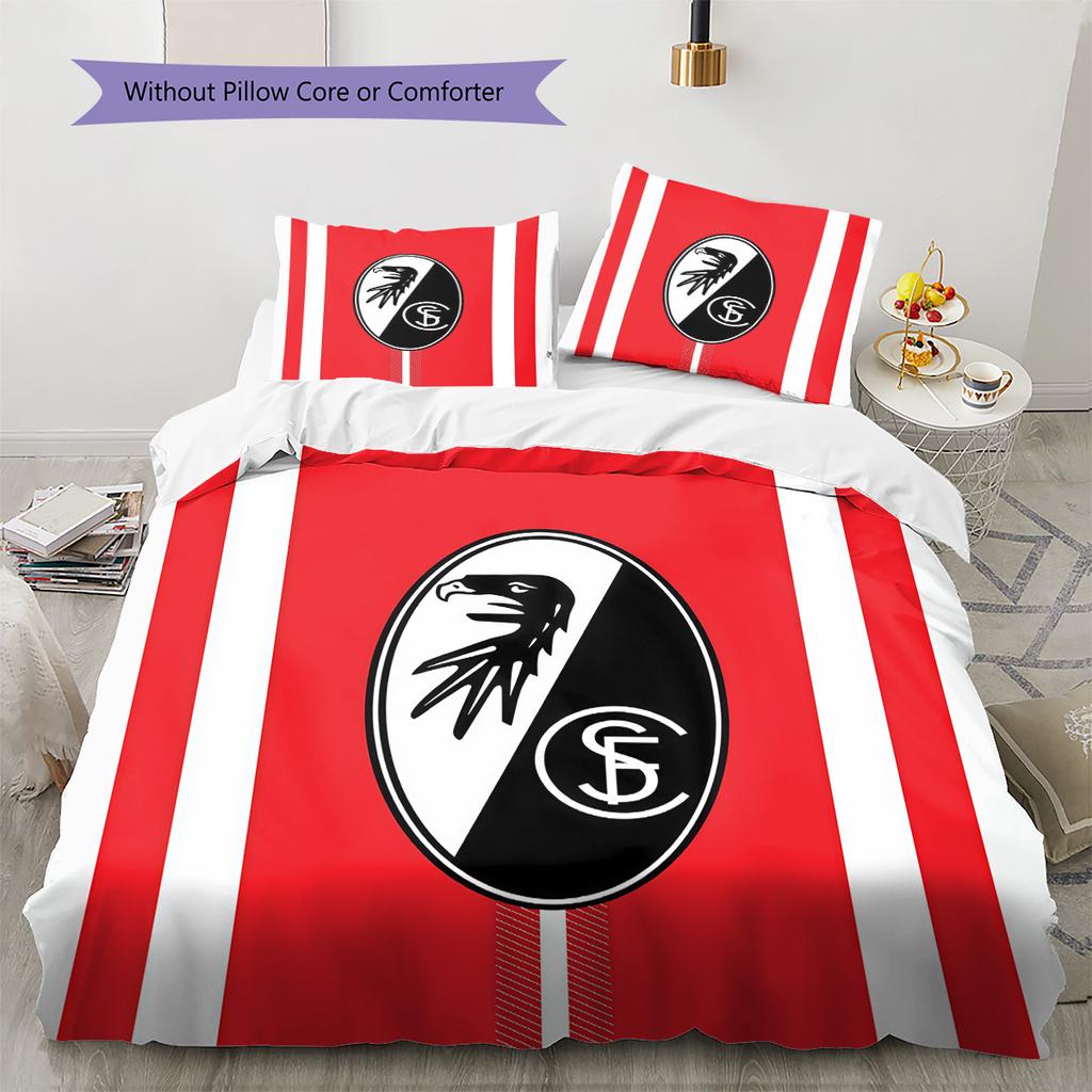 SC Freiburg Pattern Bedding Quilt Set Home Decoration Gift (1 * duvet cover + 2 * pillowcase without core).xwn