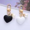 Heart Shape Keychain With Pearl Charms Trendy Headphone Case Bag Ornaments
