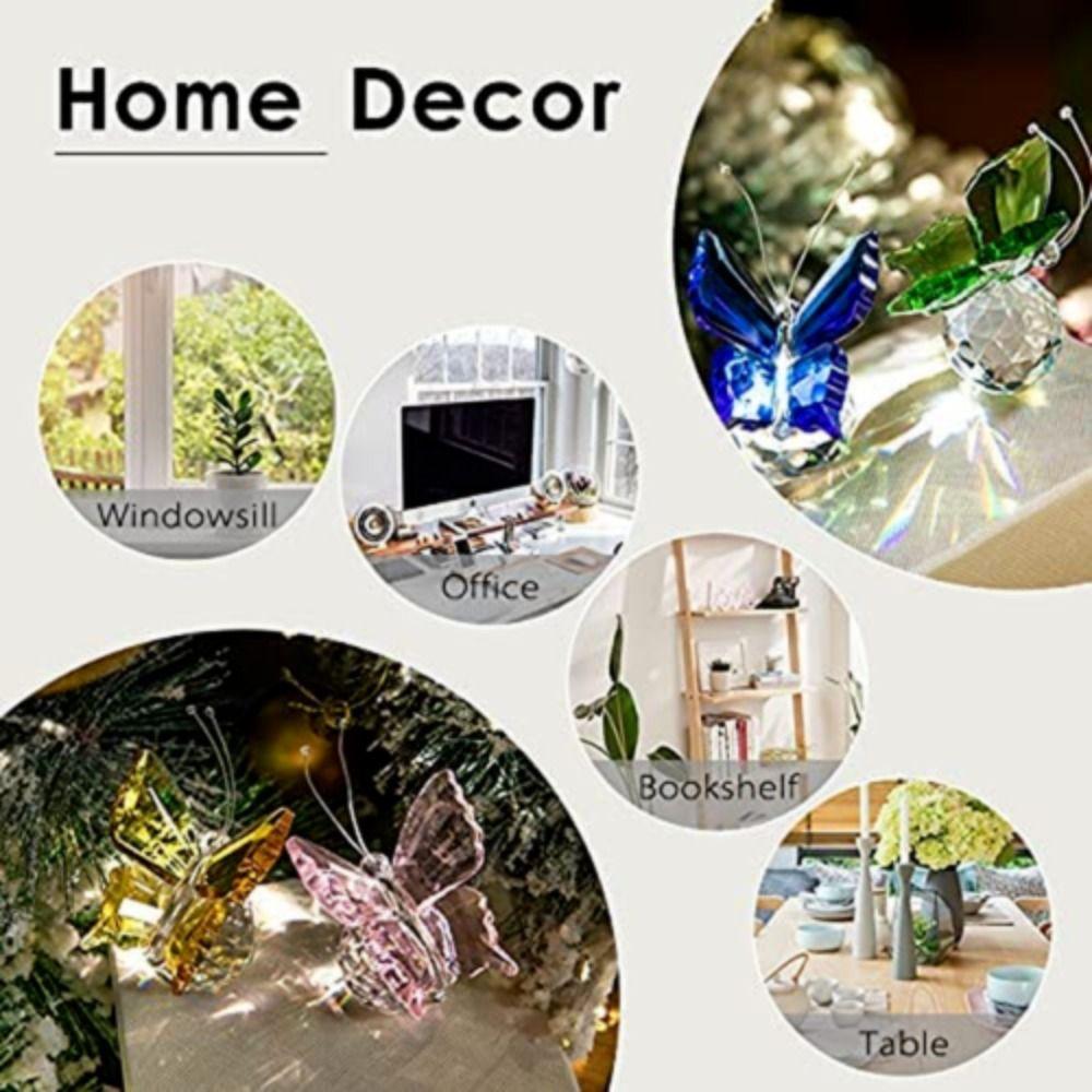 Table Ornaments Collection Glass Miniature Crystal Butterfly Figurine Crystal Ball Glass Craft