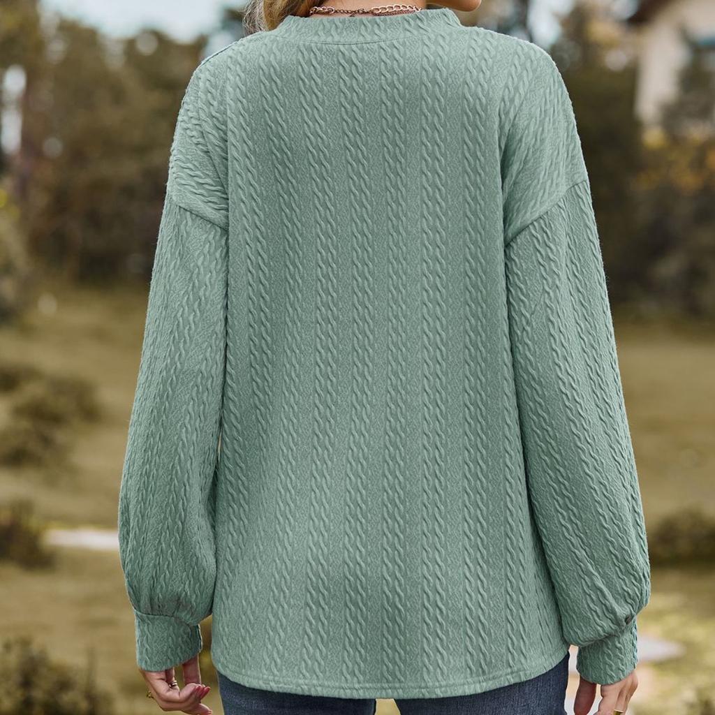 BITCED Осенне-зимняя однотонная свободная повседневная футболка с V-образным вырезом и длинными рукавами для женщин