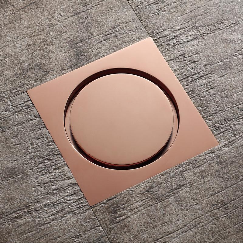 Gold Conceal Floor Drain Chrome Black Gold brass Square 10X10cm Anti-block anti-smelly Bathroom Drain accessories