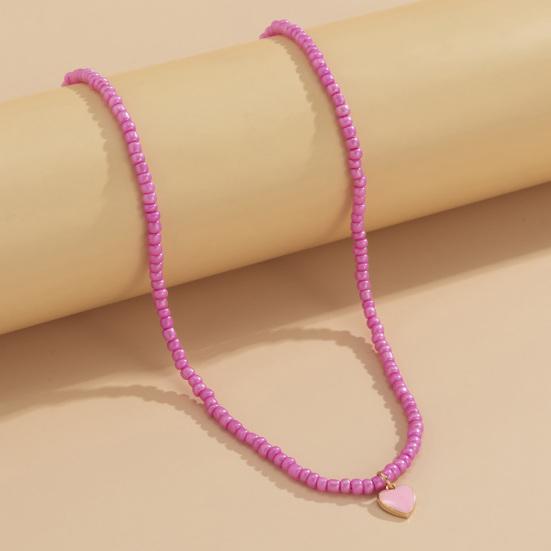 Регулируемое ожерелье ручной работы в стиле ретро, ​​разноцветные бусины в форме сердца, женское ожерелье, ювелирные аксессуары