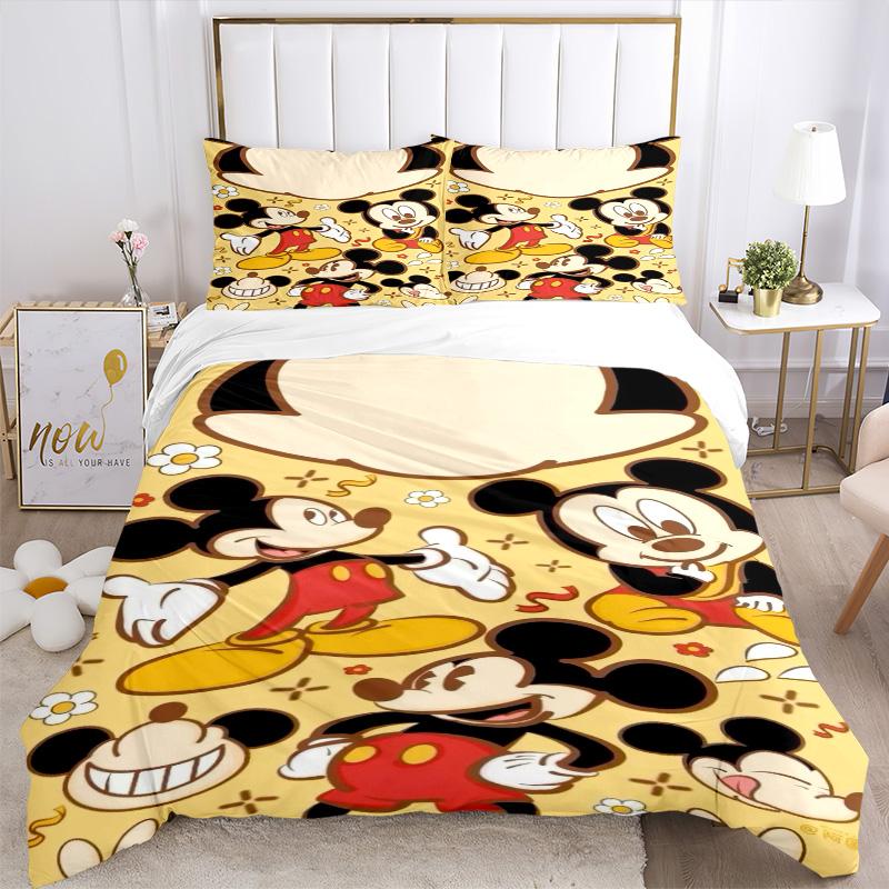 Mickey Mouse Adventures Print 3Pcs Bedding Setduvet Cover With 2 Bedropillowcase Home Birthday Gift