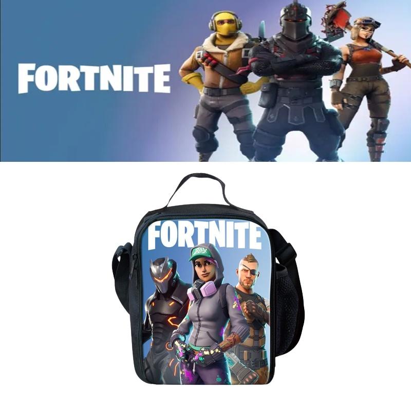 Изолированная сумка-ланчбокс Fortnite для студентов, для пикников на природе, с регулируемым ремнем, гладкими молниями