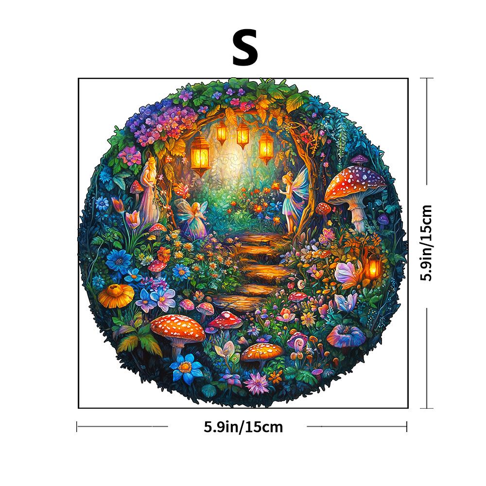 Деревянные пазлы для взрослых - Пазл 'Волшебный гриб', Пазл уникальной формы, Плоский пазл с 3D визуальным эффектом, Деревянный 'Таинственный лес'
