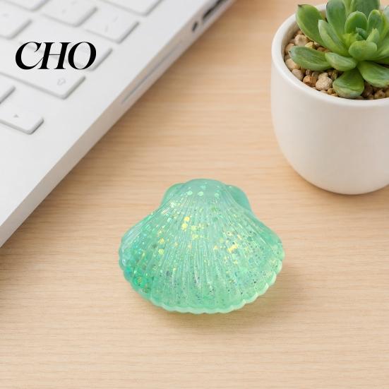 Portable Stress Reliever Mini Glitter Shell Squeeze Toy, Relief Sugar Ball Anxiety Toy Fidget Soft Stretchy Transparent Ocean Sensory Kids