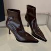 High Heels Ankle Boots Women Pointed Toe Leather Shoes Woman 2024 Trend Winter New Sexy Pumps Thin Heels Chelsea Botas De Mujer