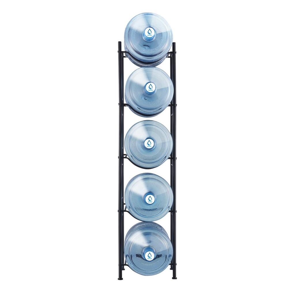 5 Tiers Water Jug Holder Single Row Water Bottle Rack for 5 Bottles Black