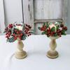 Christmas Candle Ring Artificial Pinecones Red Berries Candlestick Garland Realistic Xmas Wreath Candle Ring for Holiday Wedding Table Centerpiece