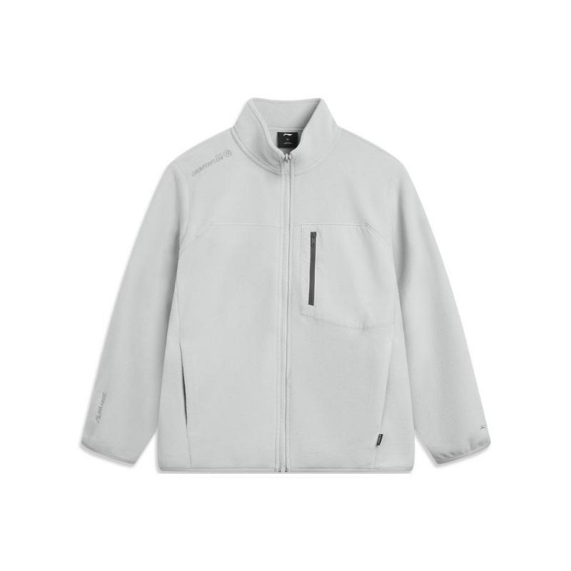 Li Ning Outdoor CF Флисовая Теплая Куртка-Кардиган Мужская Верхняя Одежда Кристально-Серый AWDV825-3