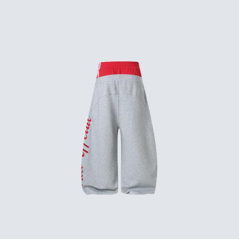 Mens High Waist Wide Leg Sweatpants Contrast Embroidery Letter Foam Streetwear Loose Casual Trousers