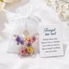 Handmade Floral Angel Ornament Forget Me Not Dried Flower Keepsake, Mini Acrylic Pocket Hug Figurine, Forget-me-not Memory Token Memorial Comfort