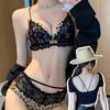 No-rim Sexy Leopard Print Bra Front Clasp Beautiful Back Comfortable Lace Underwear Set