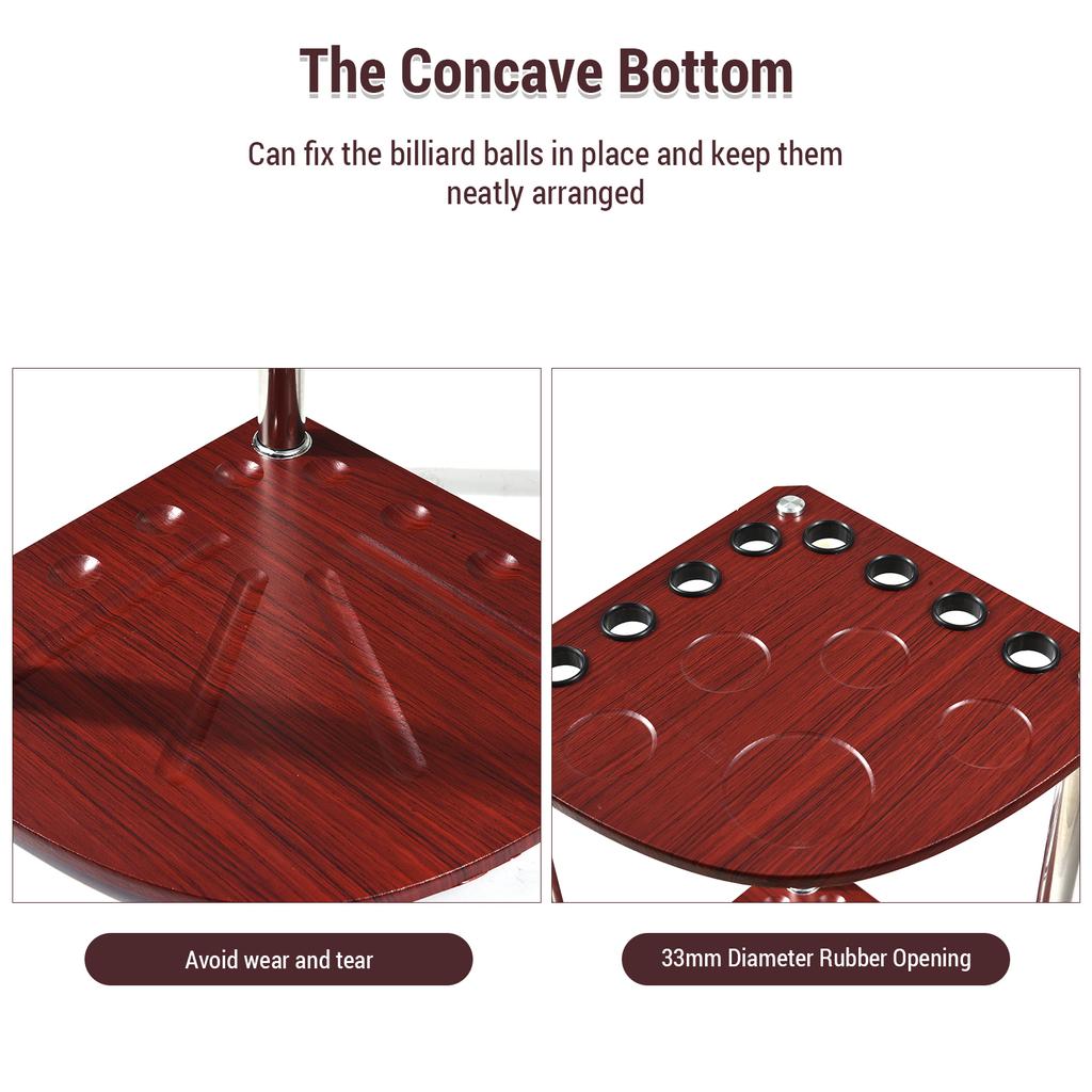 Бильярдная стойка 8 отверстий Веерообразная Вертикальная стойка для киев Вмещает восемь киев для восьмерки, 16 шаров и 5 подставок для напитков Экономия места Подходит