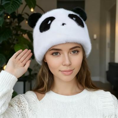 Зимняя мультяшная шапка-панда для женщин, модная плюшевая шапка с ушками панды, женские зимние теплые плотные шапки, можно стирать вручную, легкая