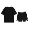 Футболка с круглым вырезом и короткими рукавами с принтом логотипа Li Ning, соревновательные полосатые удобные шорты, повседневный спортивный костюм, спортивный костюм унисекс YHSV373-2+YAPV001-1