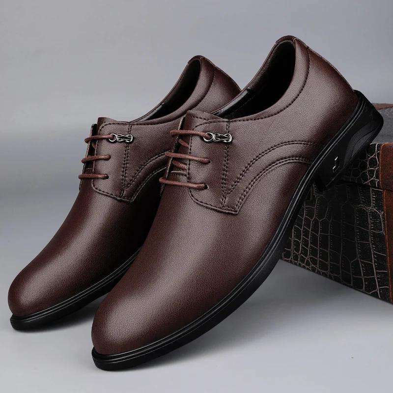 Мода Классика Новые Мужские Оксфорды Натуральная Кожа Формальная Обувь Мягкая Шнуровка Деловая Обувь Свадебная Вечеринка Мужские Дерби