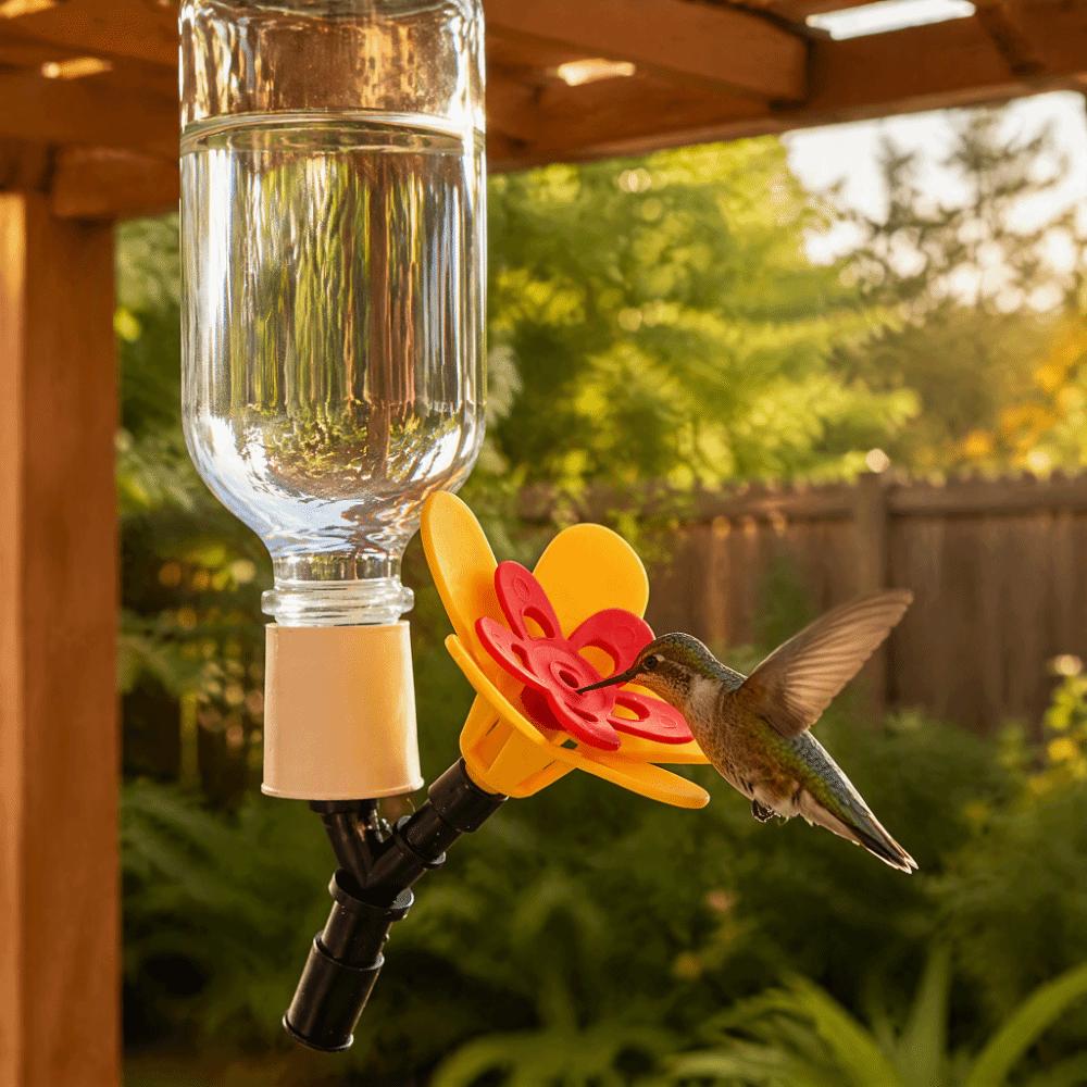 Safe Material Hummingbird Feeder Kit Single Flower Design Bottle Recycling Feeder For Garden