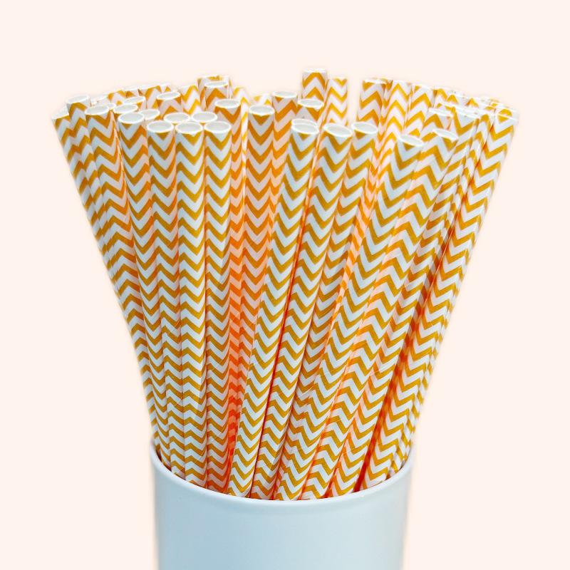 Colorful Disposable Paper Straws - Orange & Yellow for Dessert, Drink, or Party Decor