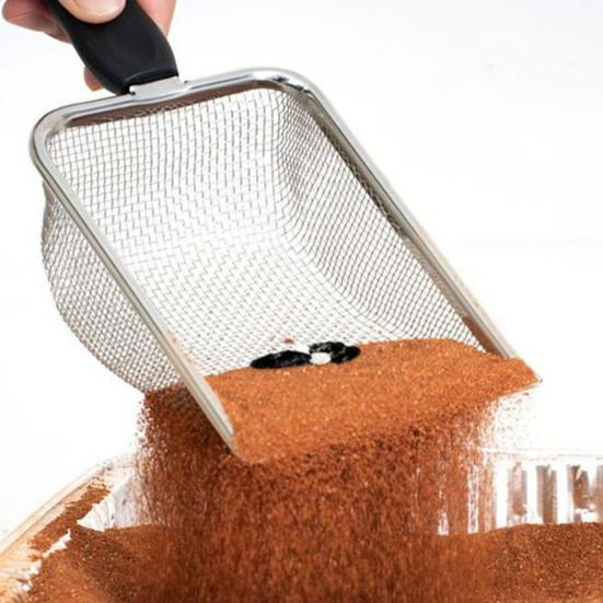 Совок для кошачьего туалета с мелкой сеткой из нержавеющей стали, большой совок с удобной ручкой, сетка для очистки фекалий домашних животных, сито для кошачьего туалета