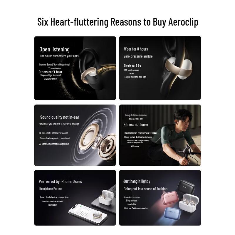 Спортивные наушники Soundcore AeroClip с открытым дизайном и костной проводимостью
