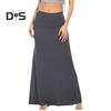 Женская юбка с высокой талией, юбка макси с запахом на бедрах, однотонная юбка длиной до щиколотки, домашняя повседневная вечерняя юбка для отдыха