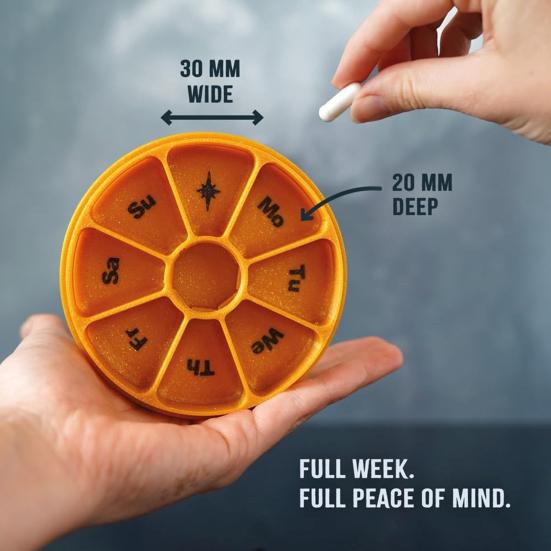 1/2Pcs Sun Moon AM/PM 7 Day Pill Organizer 2-in-1 Ratcheted Weekly Rotation Pill Case with 7 Slots 3D Printing Pill Planner Box