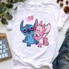 Disney Lilo Stitch Cute Cartoon Print Women T-Shirt Summer Streetwear Short Sleeve T Shirt Fashion Casual Female Clothes Tops